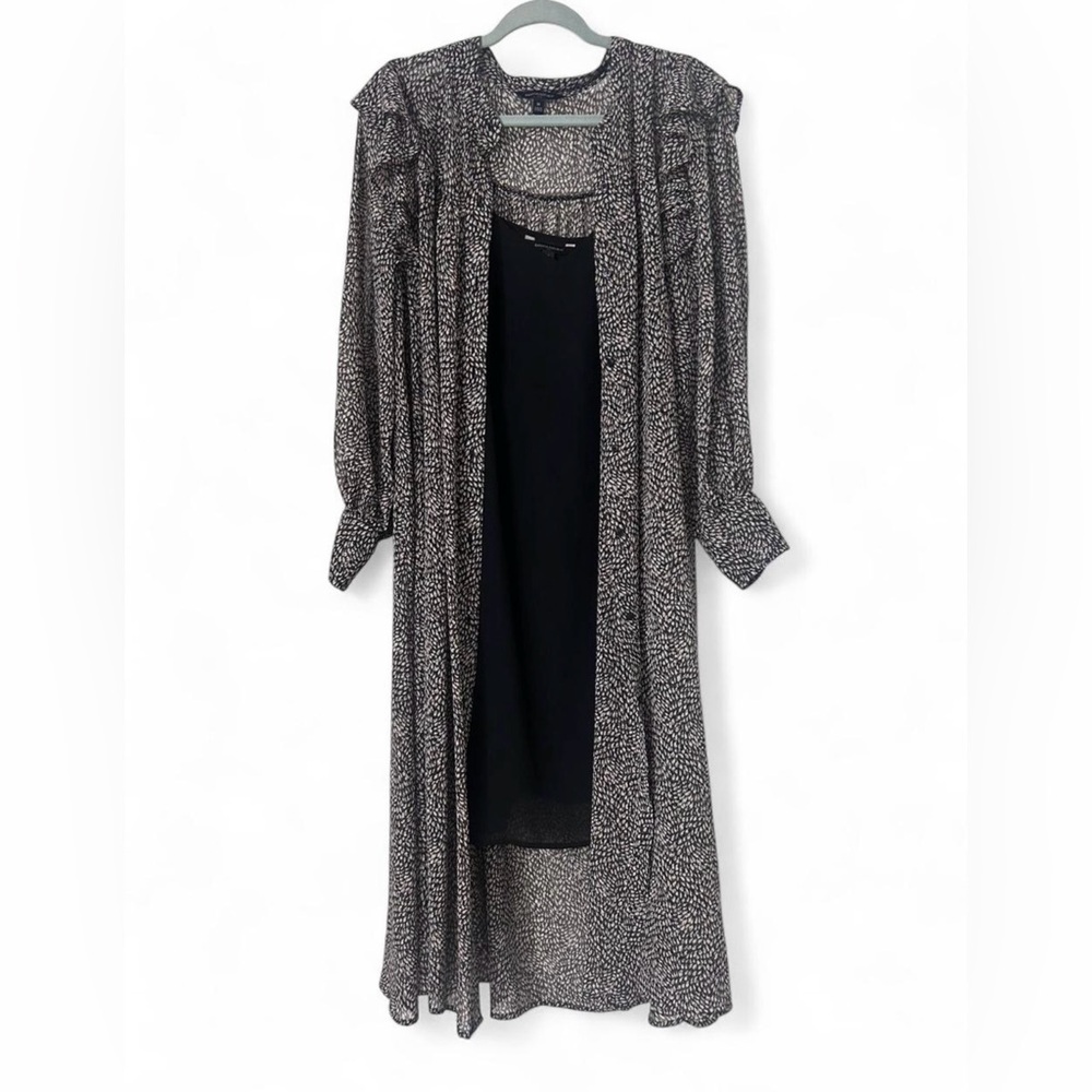 Banana Republic Maxi Dress | Black White Abstract Print | Size M Button Front